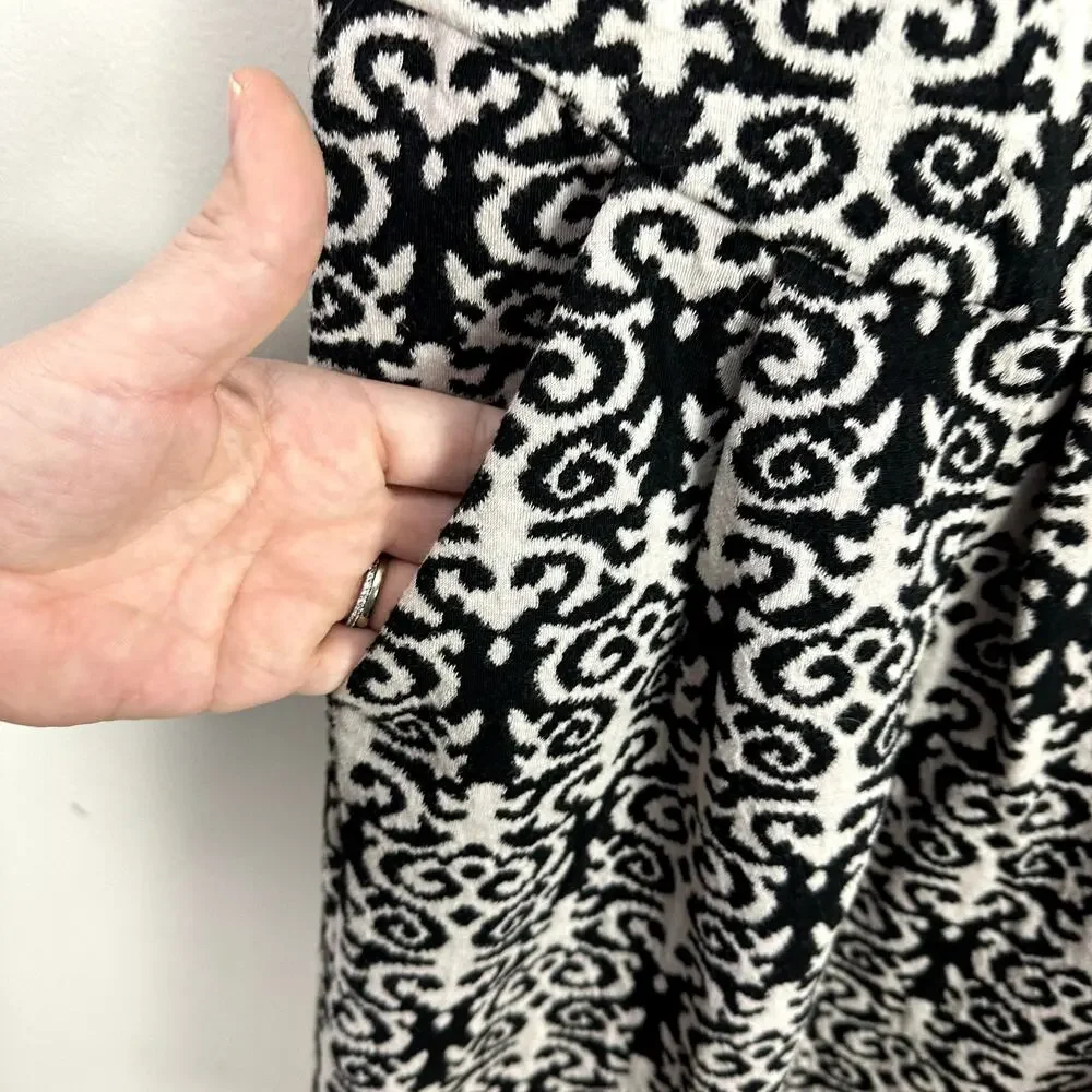 Anthropologie Deletta Quilted Calendolia Dress S Small Black Floral Swirl Print